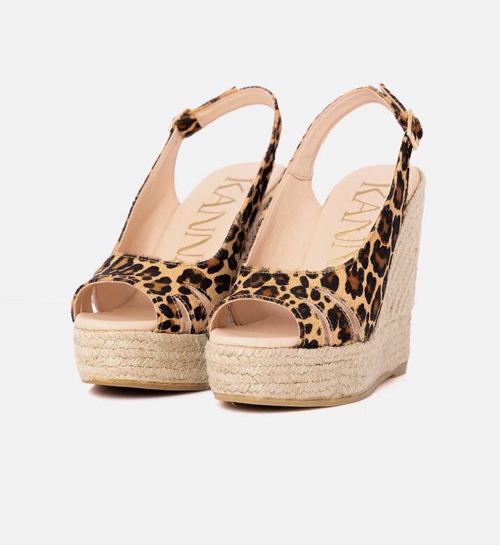 Tiger Open Toe Wedge Sandals