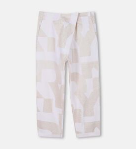 بنطال بطبعة على كامله قطن وكتان