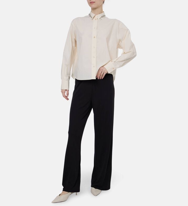 Forte-Forte Rhinestone-embellished Button Closure Shirt, Model View