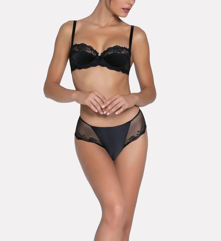 Lise Charmel Corbeille Embroidered Bra, Black, 95, D, Model View