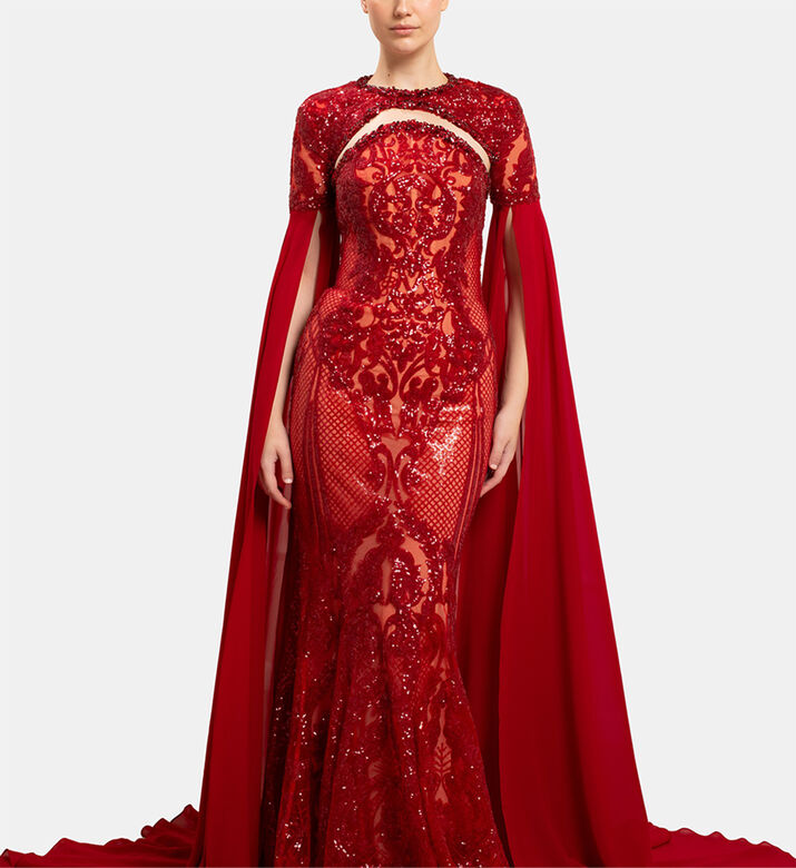 Michael Cinco Long Dress, Model View