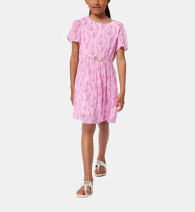 فستان إمباير بطيات بنقشة