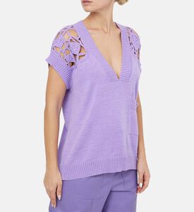 Wool Lace-details V-neck Vest