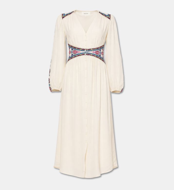 Ba and Sh Embroidered Long-sleeve Midi Dress, Packshot View