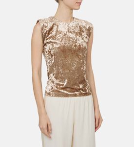 بلوزة بلا أكمام مخمل مطاطي بألوان قزحية