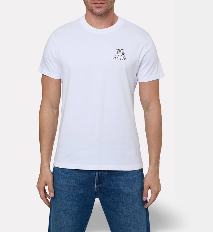 Maison Labiche Popincourt Un Caf&eacute; Embroidered T-shirt, Model View