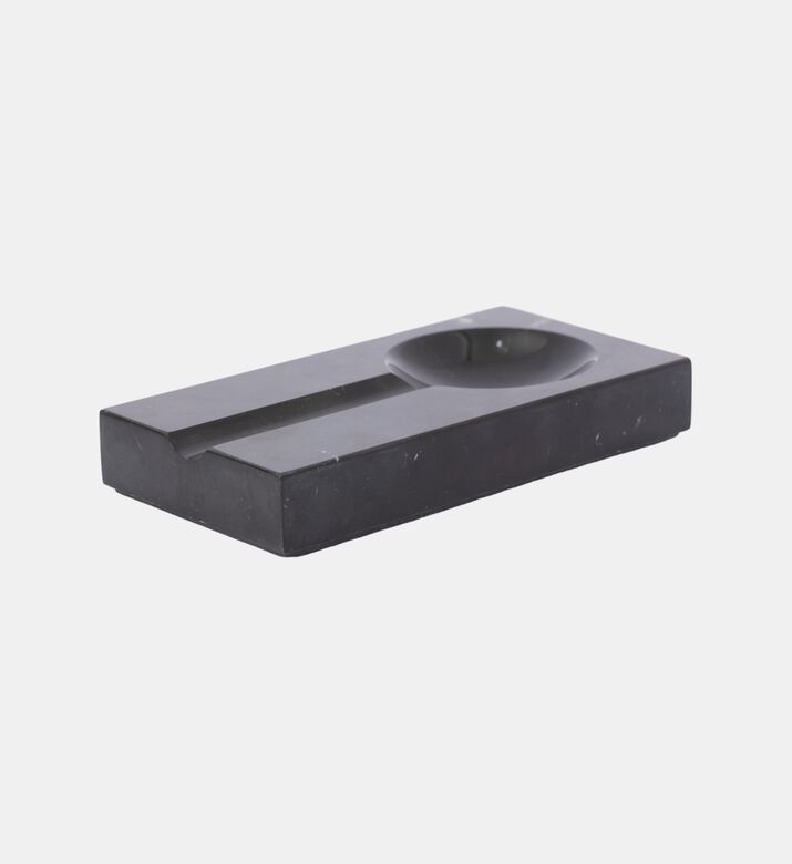 Marble and Beyond Square 4-cigar Marble Ashtray, Black, Packshot View