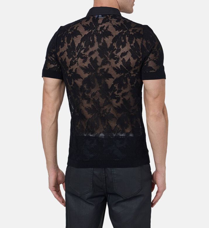 بولو محبوك بتأثير دانتيل