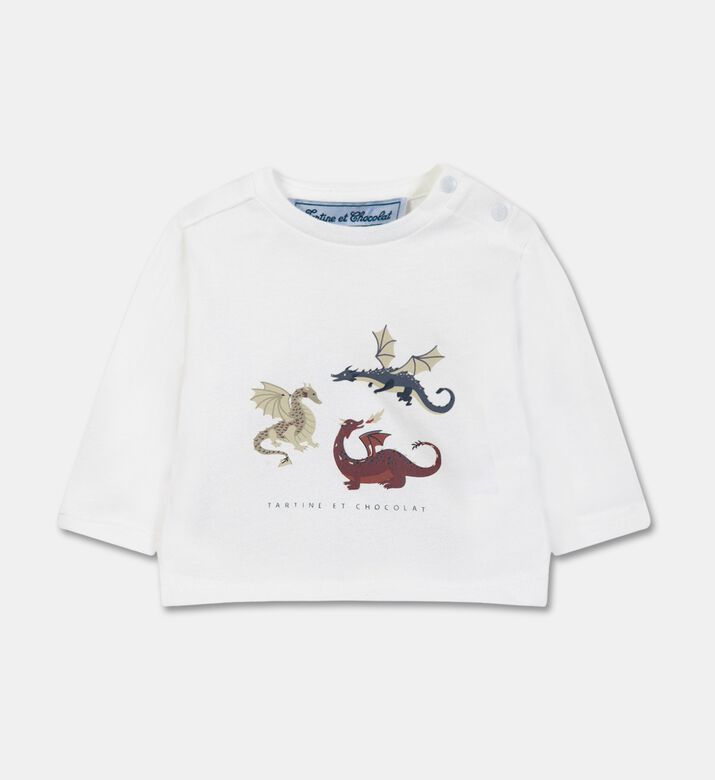 Tartine et Chocolat Dragon-print Long-sleeve T-shirt, Burgundy, 18m, Packshot View