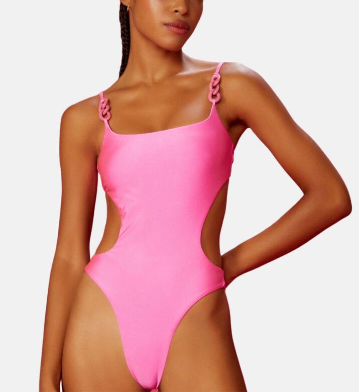 Chain Strap Cut-out Detail Swimsuit
