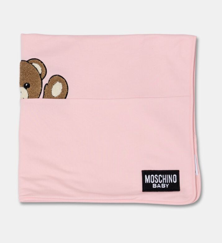 Moschino Kids Soft Cotton Jersey Baby Blanket, Pink, Packshot View