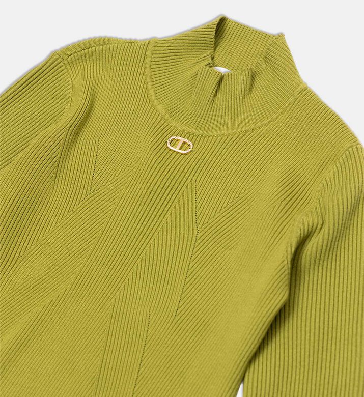 سترة صوفية محبوكة طويلة الأكمام بياقة عالية