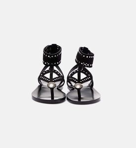 صندل إيديل مسطح جلد مرصع