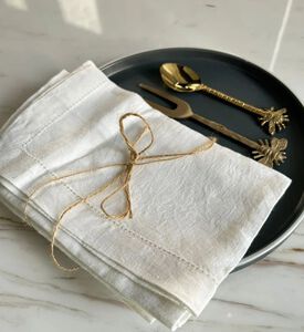 Tohfa Luxe Hemstitched 4-piece Linen Napkin Set, Packshot View
