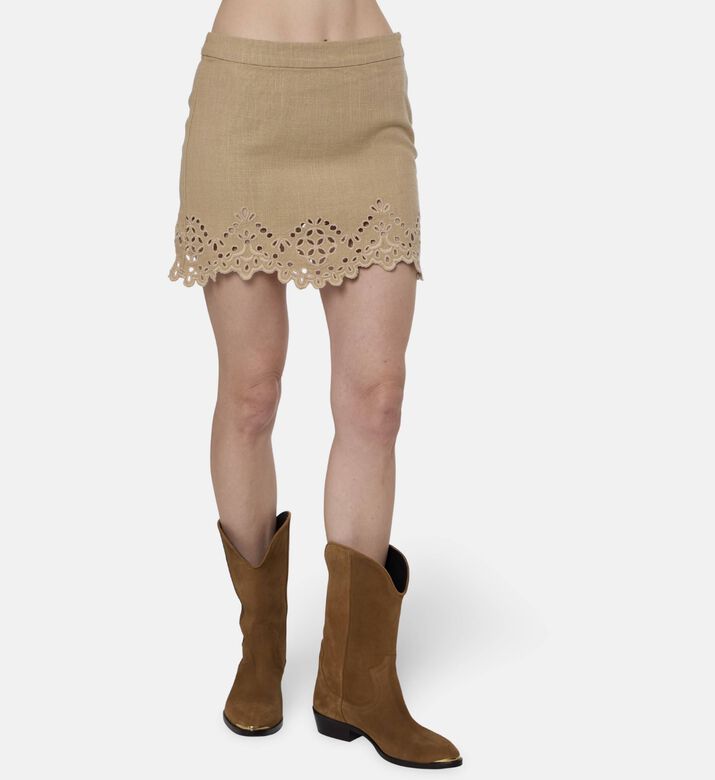 Isabel Marant Embroidered Scallop Hem Mini Skirt, Model View