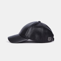 Leather Metallic Logo Baseball Cap