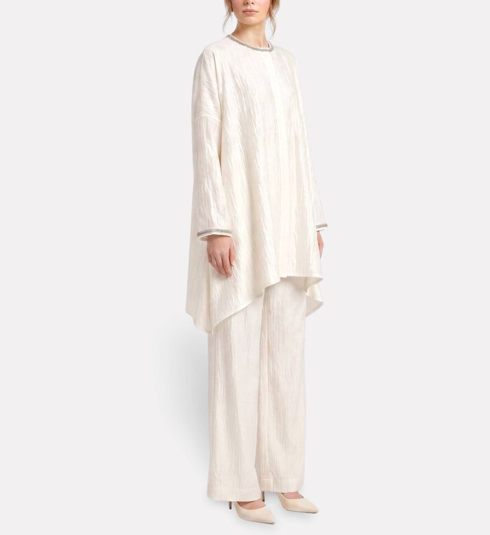 Savanna Silk Overlay Cape Blouse, Model View