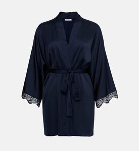 Simone Perele Satin Secret Kimono-style Robe, Dark-blue, S-m, Packshot View