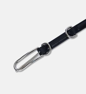 Liffner Silver Buckle Three Keepers Belt, Black, Packshot View