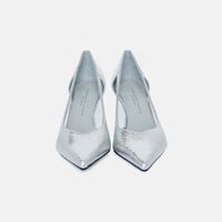 Croc-embossed Metallic Pumps