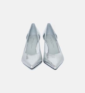 Croc-embossed Metallic Pumps