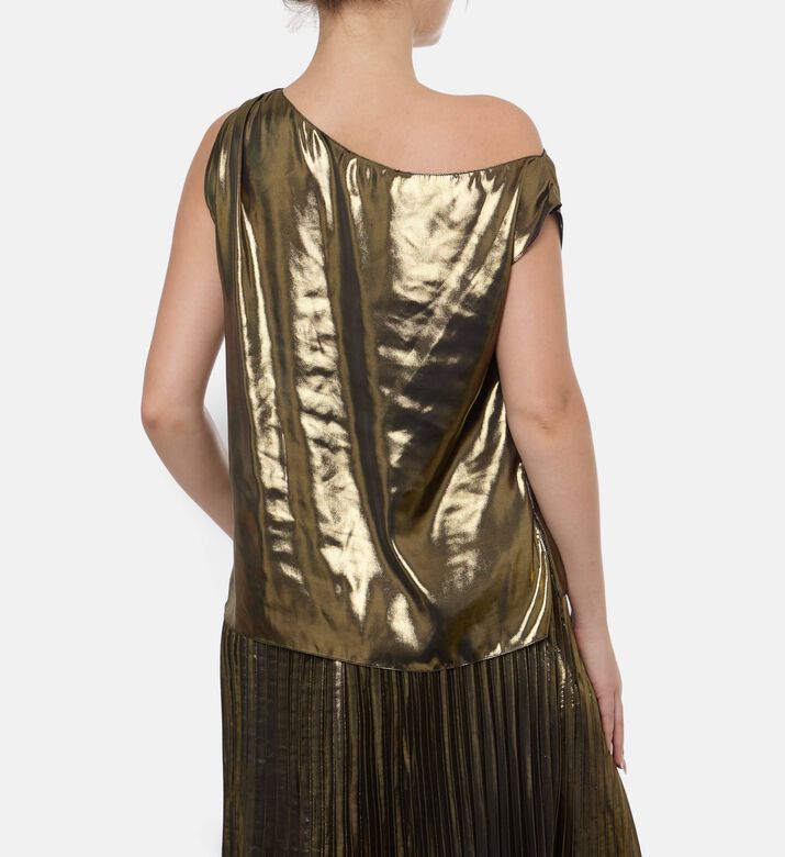 Blue For Burgundy Metallic Asymmetrical Top, Model View