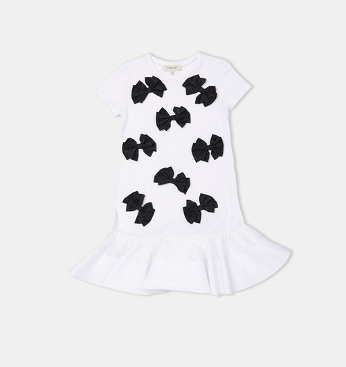 Cotton Bow Detail Peplum Dress