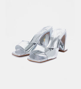 صندل مفتوح من الخلف بكعب منحوت معدني