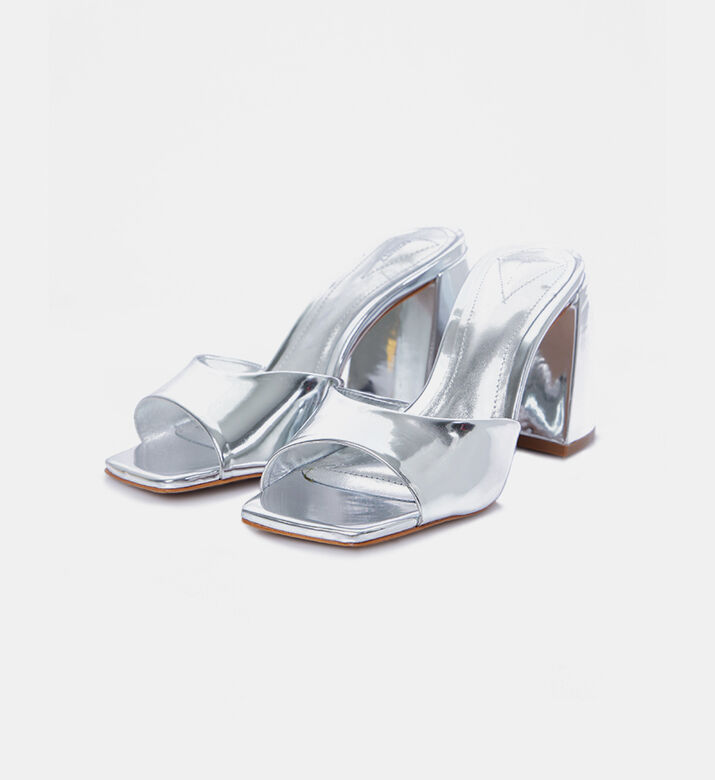 Metallic Sculptural Heeled Mules