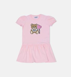 Teddy Bear Logo-print Flared Mini Dress