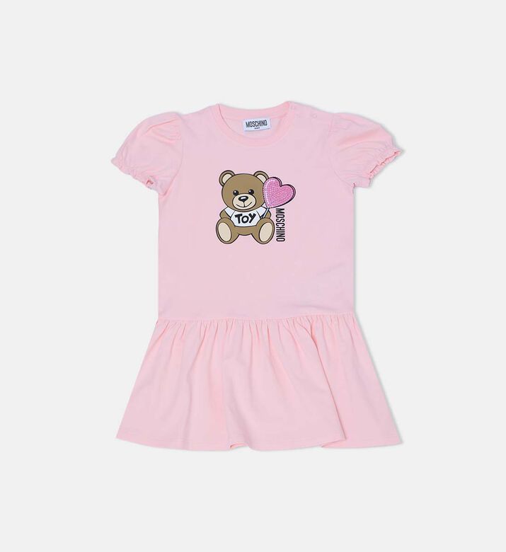 فستان قصير واسع بنقشة شعار دب تيدي