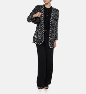 Edward Achour Paris Tweed Front Patch Pockets Longline Jacket, Model View