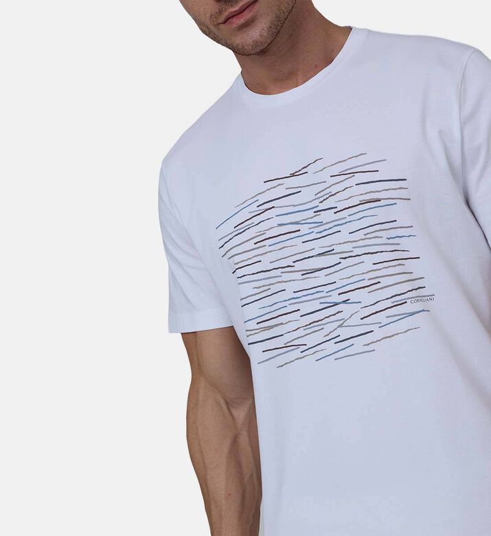 تيشيرت بأكمام قصيرة مطاطي بطبعة موجات