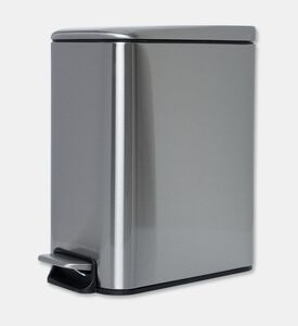 Home Deco and More Soft Close Rectangle Pedal Bin, Silver, Packshot View