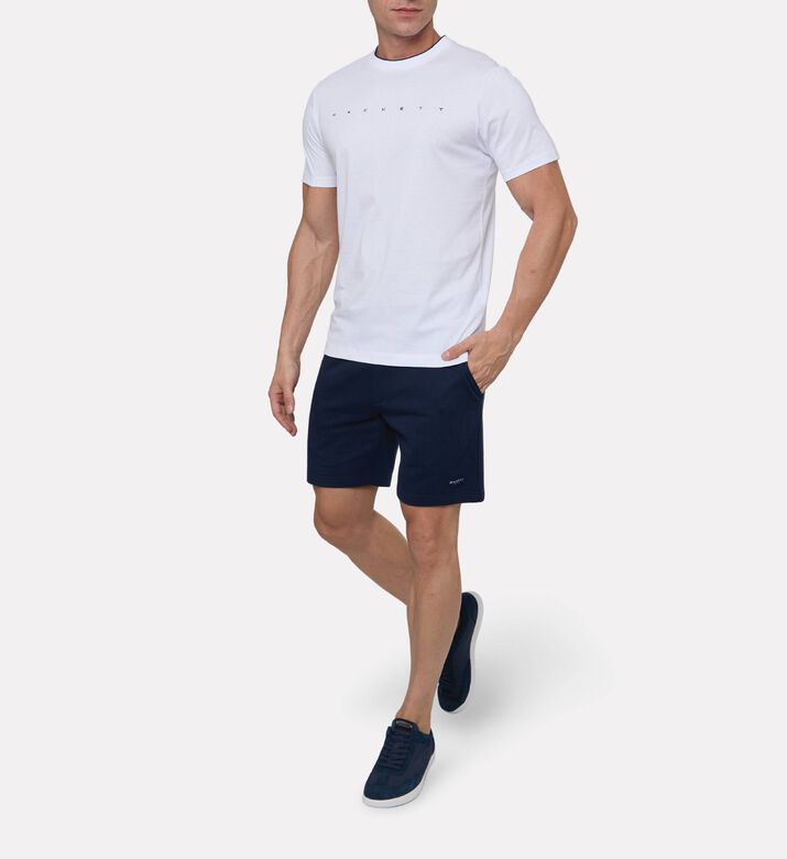 Hackett London Cotton Logo-print Crewneck T-shirt, White, M, Model View