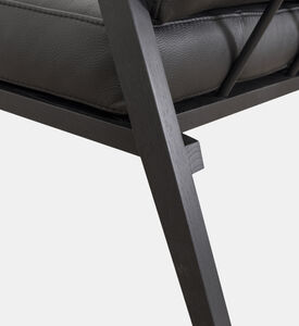 كرسي رين بذراعين وجلد بلوط