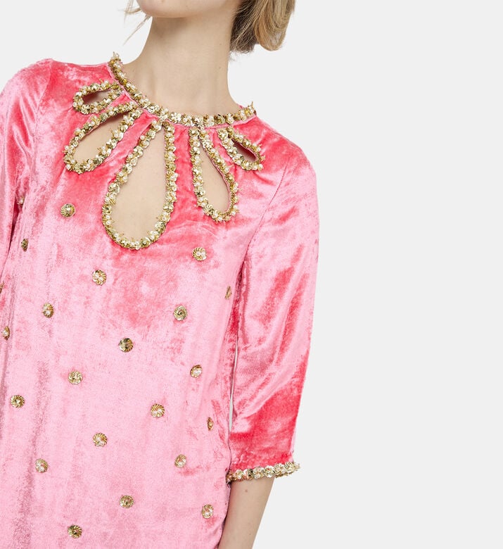 Crystal Embellished Velvet Dress Crystal Embellished Velvet Dress