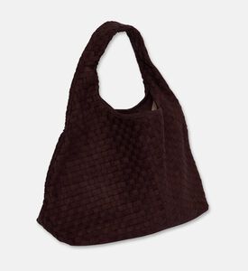 JW PEI Laura Faux Suede Woven Shoulder Bag, Dark-brown, Packshot View