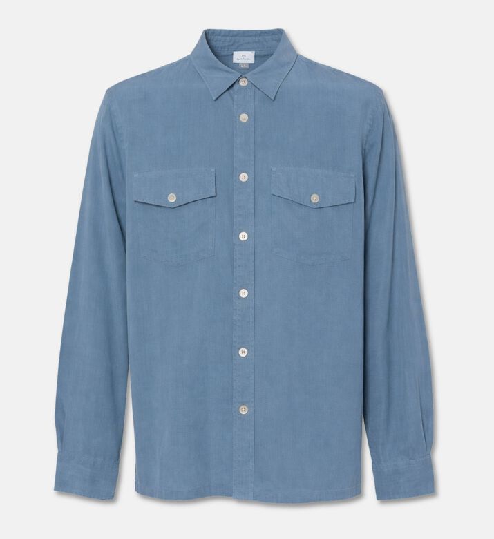 Paul Smith Button-flap Pockets Shirt, Blue, M, Packshot View