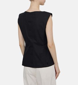 بلوزة واسعة بدون أكمام بياقة عريضة