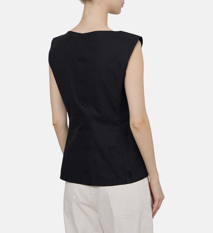 بلوزة واسعة بدون أكمام بياقة عريضة