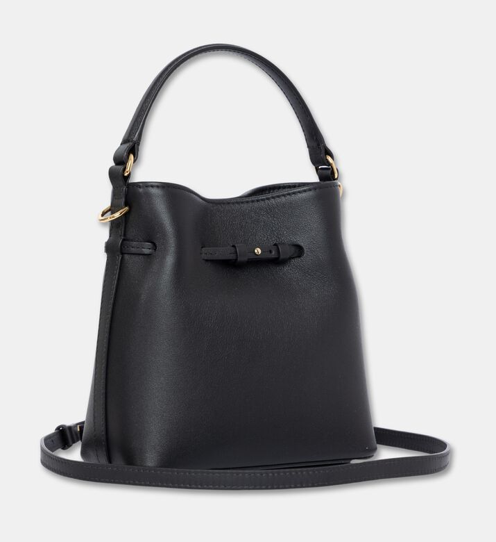 Strathberry Corda Smooth Leather Mini Bucket Bag, Black, Packshot View
