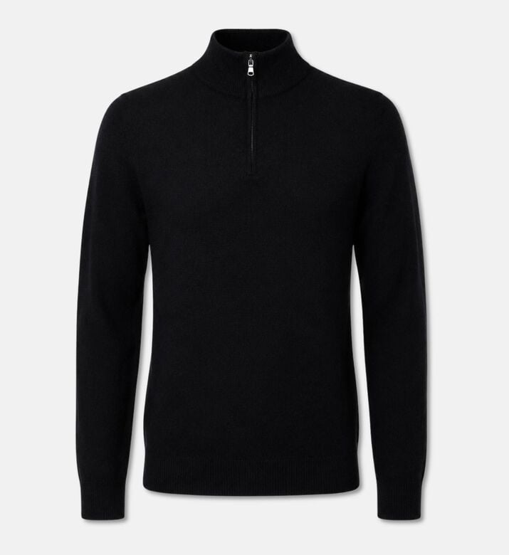 Galeries Lafayette Cashmere Half-zip Sweater, Black, Xl, Packshot View