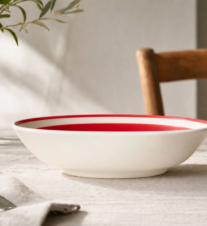 Easy Life Hand-painted Ceramic Soup Plate, Red, Model View