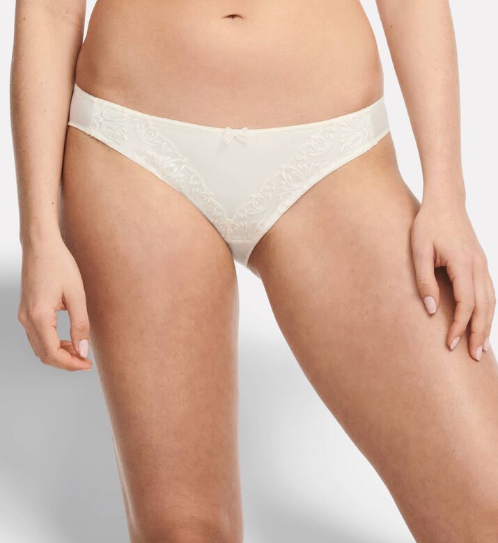 Chantelle Embroidered Mesh Briefs, Ivory, L, Model View