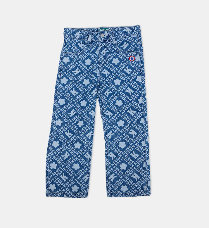 Printed Denim Pants