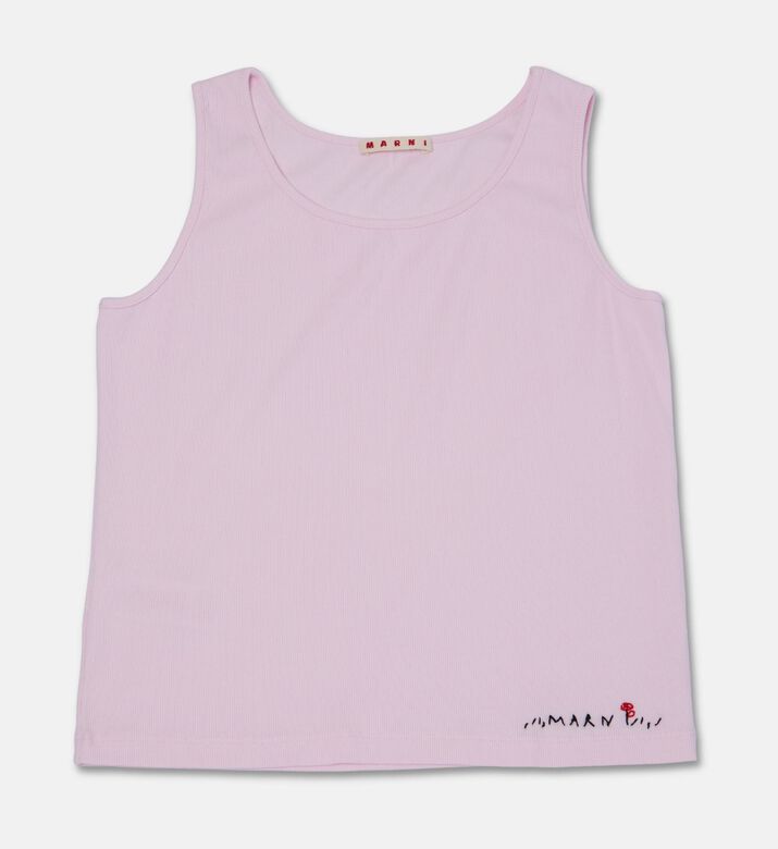 Marni Logo-embroidered Tank Top, Pink, 8y, Packshot View