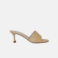 Woven Fabric Kitten Heel Sandal
