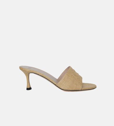 Woven Fabric Kitten Heel Sandal