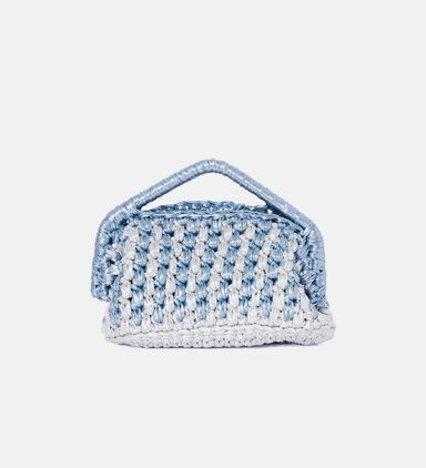 Two-tone Knit Top-handle Bag